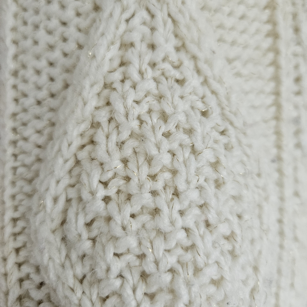 Ivory Cable Knit Sweater With Gold Specs. - Picture 2 of 9
